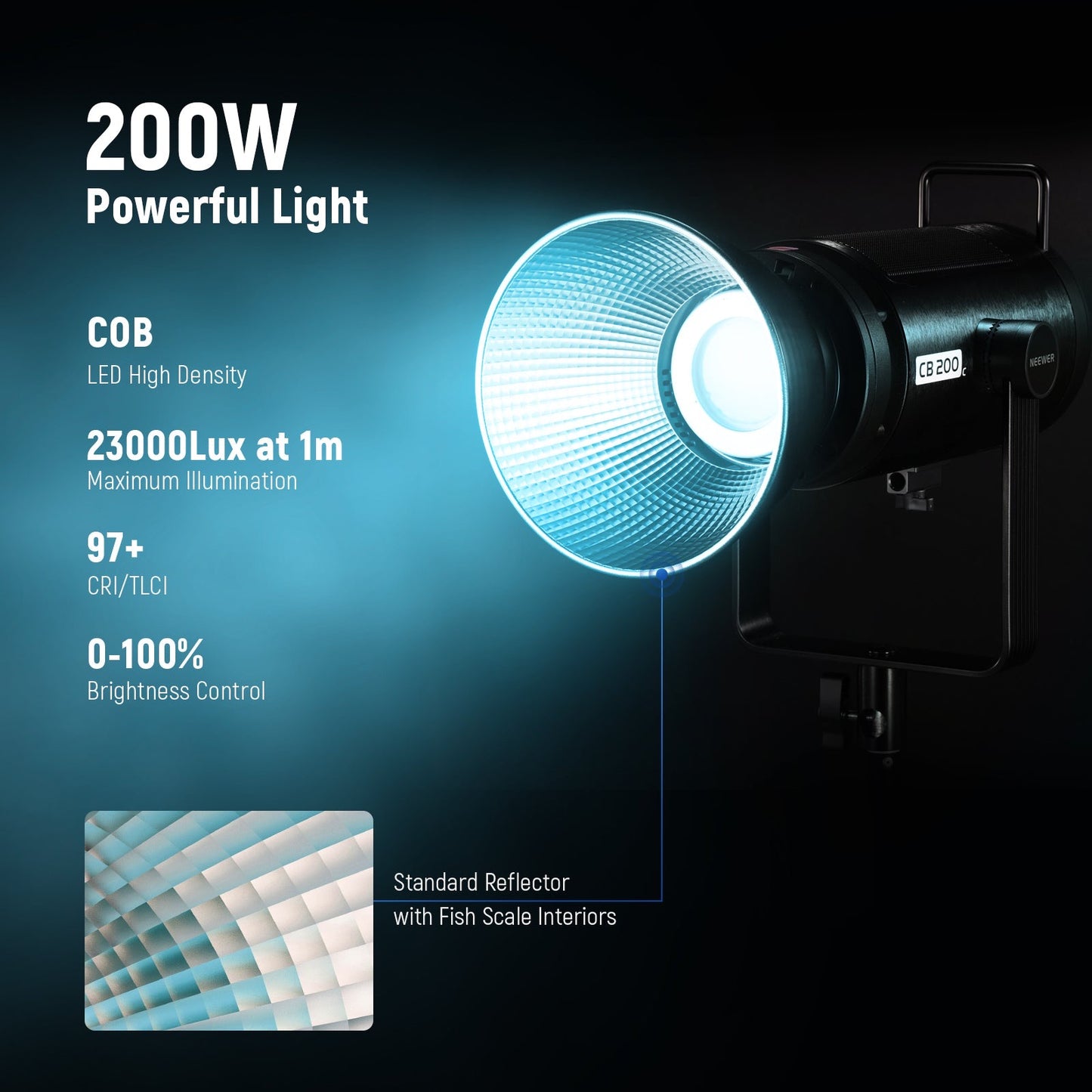 300W RGB LED Video Light App/2.4g Control Full Color Bowens COB Continuous Output Lighting Dimmable for Studio Filming