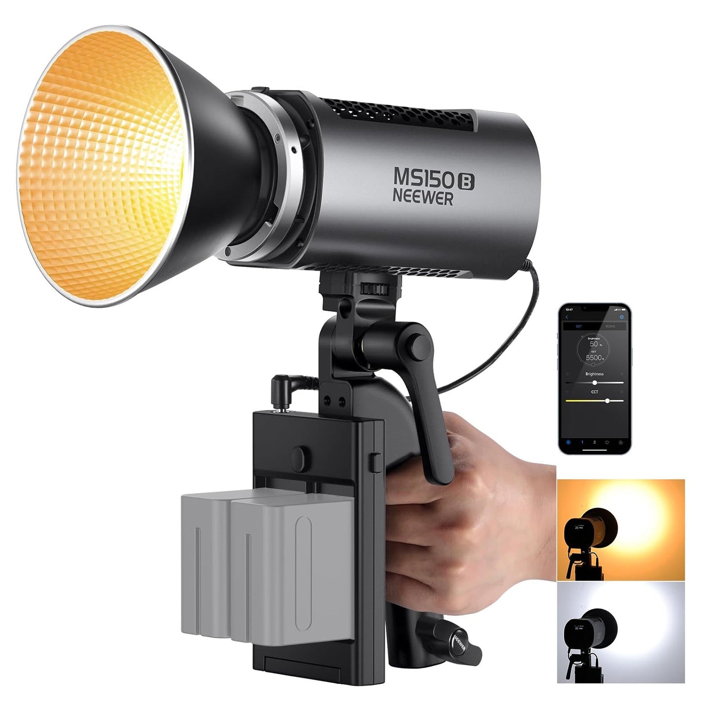 MS150B 130W Bi Color LED Video Light Mini COB Portable Photography Lighting with App Control