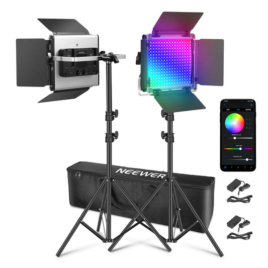 660 PRO II RGB LED Video Light with App Control & Stand Kit for LED Video Light Panel Lighting Kit