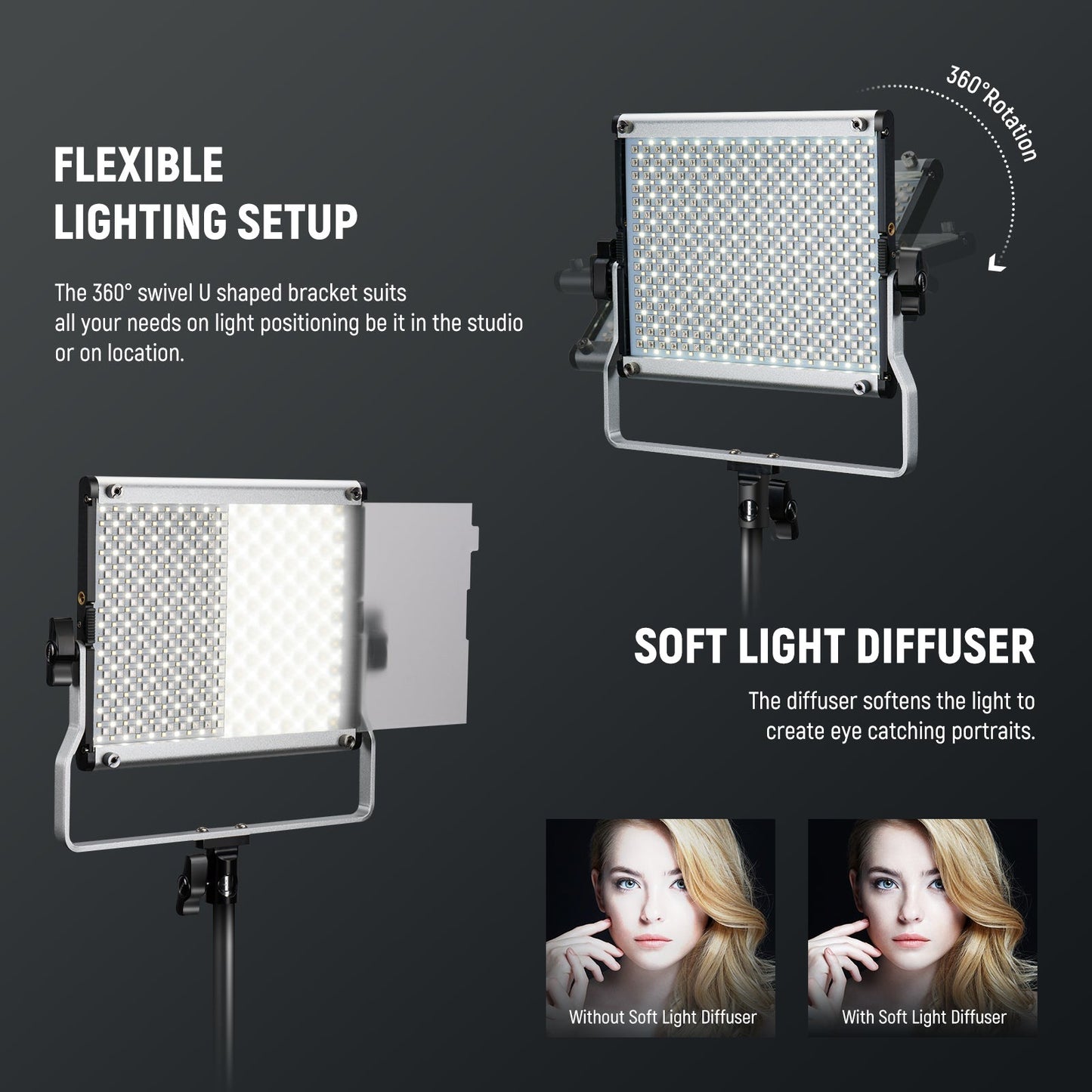 660 PRO II RGB LED Video Light with App Control & Stand Kit for LED Video Light Panel Lighting Kit