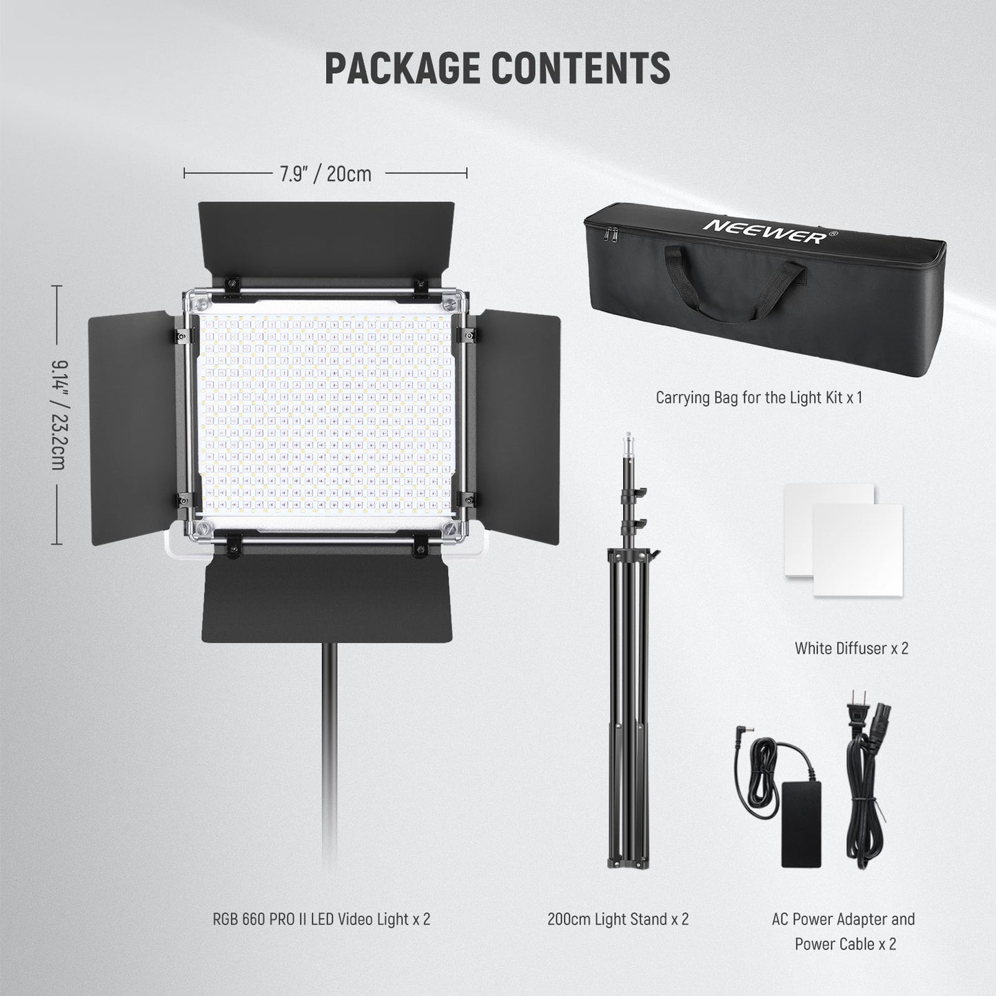 660 PRO II RGB LED Video Light with App Control & Stand Kit for LED Video Light Panel Lighting Kit